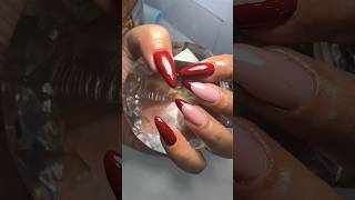 Red and pink French nails #naildesign #red nails #almondnails