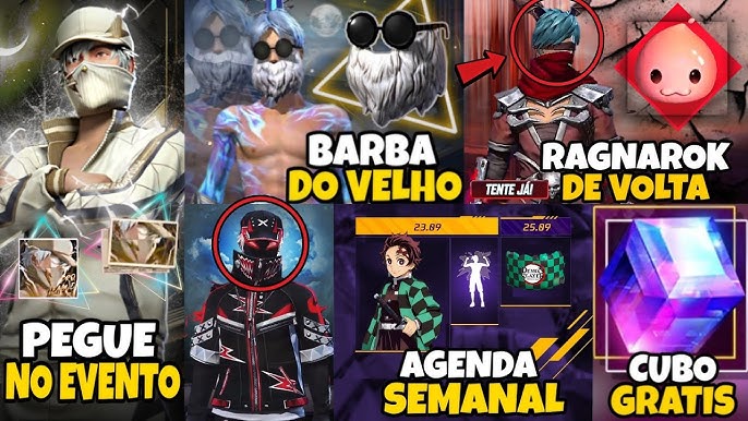 AMANHÃ EVENTO! PUNHO 2EM1, REDENÇÃO, TÊNIS ANGELICAL, BÔNUS 100%, DEMON  SLAYER - NOVIDADES FREE FIRE 