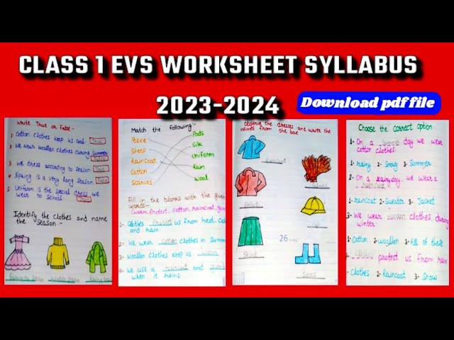 EVS for Class 1 - Books, Notes, Tests 2023-2024 Syllabus