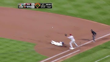 PHI@NYM: Utley starts a double play on Satin