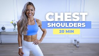 20 MIN CHEST AND SHOULDERS WORKOUT with Dumbbells | No Repeat