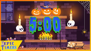 5 Minute Countdown Timer with Relaxing Halloween music for classrooms!