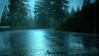 A beautiful forest trail in the rain. Sleep soundly with the pleasant sound of rain.
