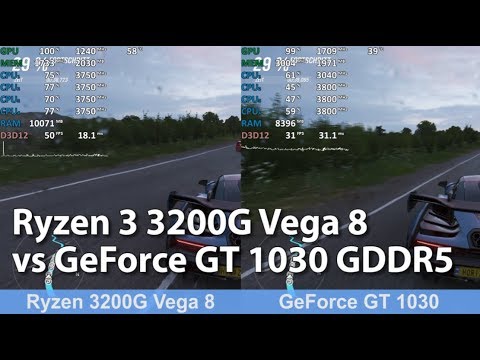 ziek Tom Audreath nood GeForce GT 1030 vs Ryzen 3 3200G Vega 8 iGPU Gaming Comparison - YouTube