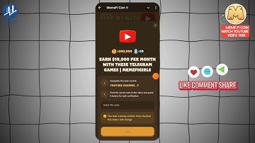 Earn $10,000 Per Month With These Telegram Games Code Memefi | Memefi Youtube Video Code