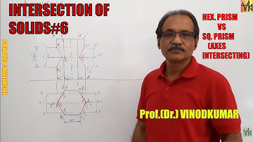 INTERSECTION OF SOLIDS -6, KTU April 2018, Hexagonal prism and square prism by Prof. Vinodkumar