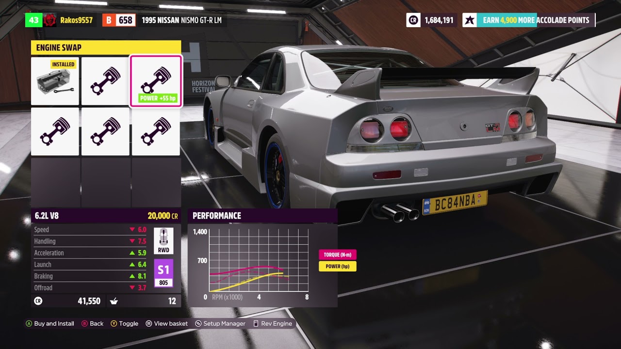 Forza Horizon 5 - engine swap sounds Nissan Nismo GT-R LM -xbox series