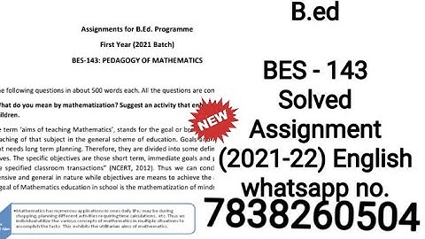 BES 143 Solved Assignment 2021- 22 /English /@20.