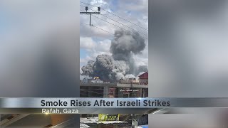 Smoke rises after Israeli strikes in Rafah