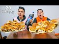 تحدي التوام في اكل 20 برجر عملاق والعقاب يتصور بلبس بنات احمر 