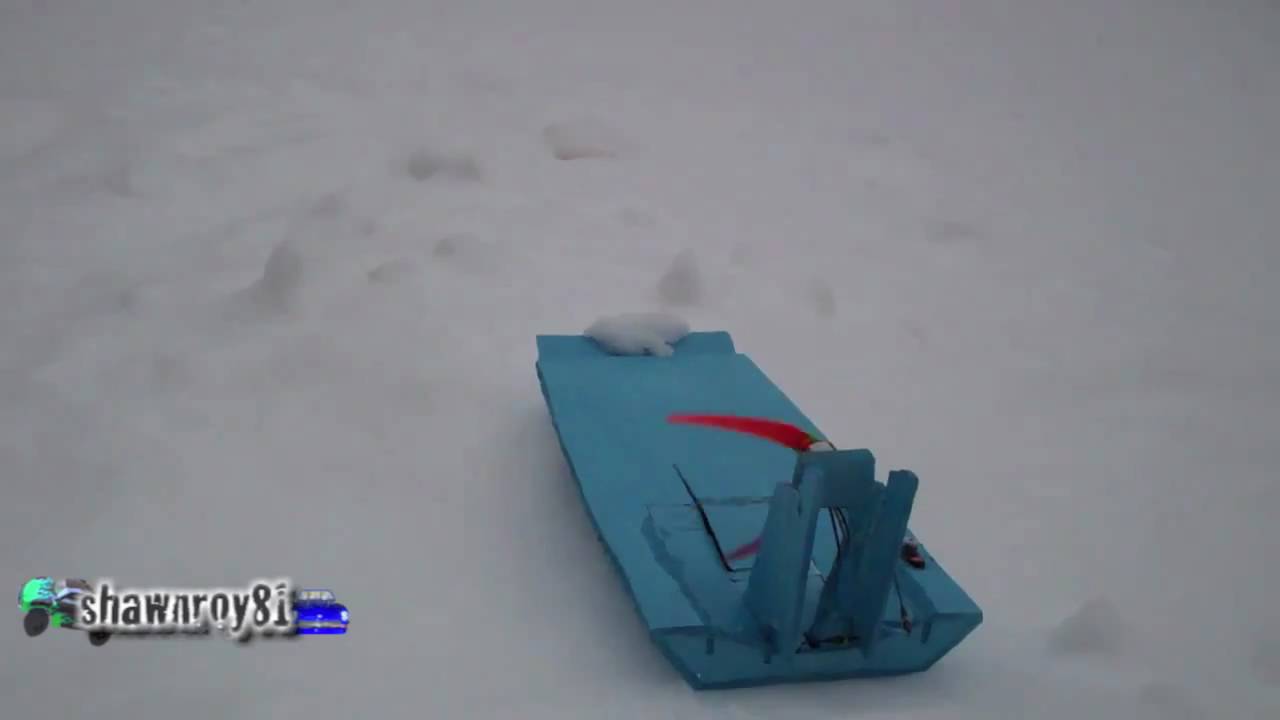 Depron R/C Airboat First Run in the Snow