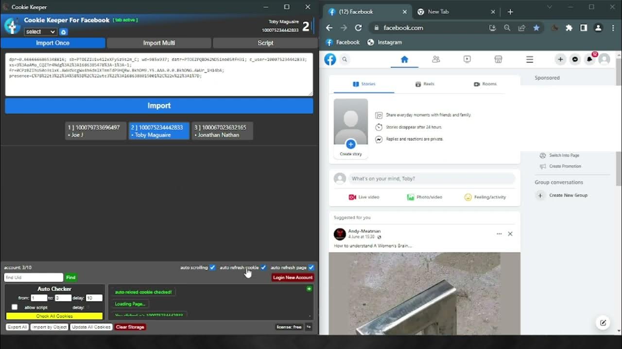 how to get new Facebook cookies with chrome extension cookie keeper