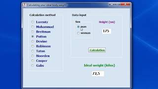 Ideal Weight Calculation Program screenshot 4