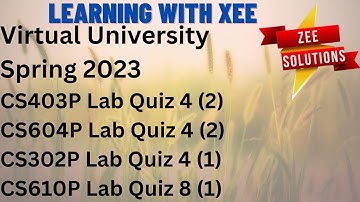 CS403P Lab Quiz 4 CS604P Lab Quiz 4 CS302P Lab Quiz 4 CS610P Lab Quiz 8 Spring 2023