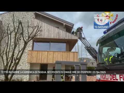 TETTO IN FIAMME LA DOMENICA DI PASQUA, INTERVENTO DI CINQUE ORE DEI POMPIERI | 22/04/2025