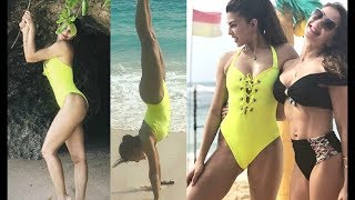 Jacqueline Fernandez Sexy In Yellow Bikini --  BOLLY CHUNK