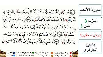 سورة الأنعام - الحزب 3- الثمن 3 والأخير- ياسين الجزائري - ورش - مكررة