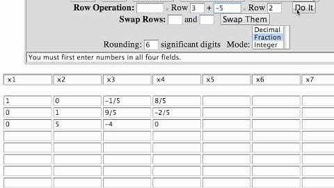 Using the row operations tool to solve a system of equations