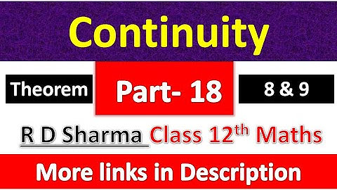 Continuity | Class 12th R D Sharma Maths Solution | Dhanpat Rai Publication | Chapter 9 | Part 18