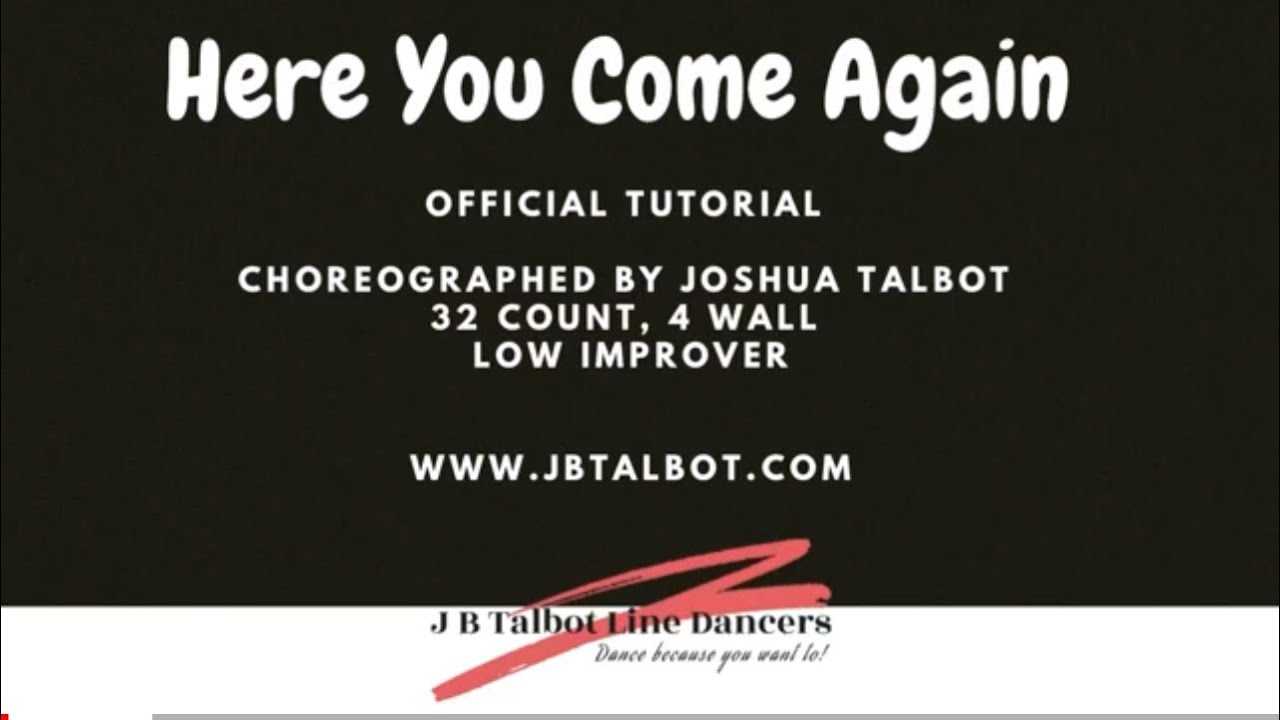 Here You Come Again Line Dance Official Tutorial - YouTube