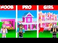 Minecraft Battle: PINK BARBIE BUILD CHALLENGE - NOOB vs PRO vs GIRL / Animation