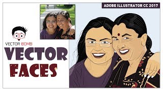 How to Create Woman Cartoon Faces of your Real Photo | Adobe Illustrator CC 2017 Tutorial