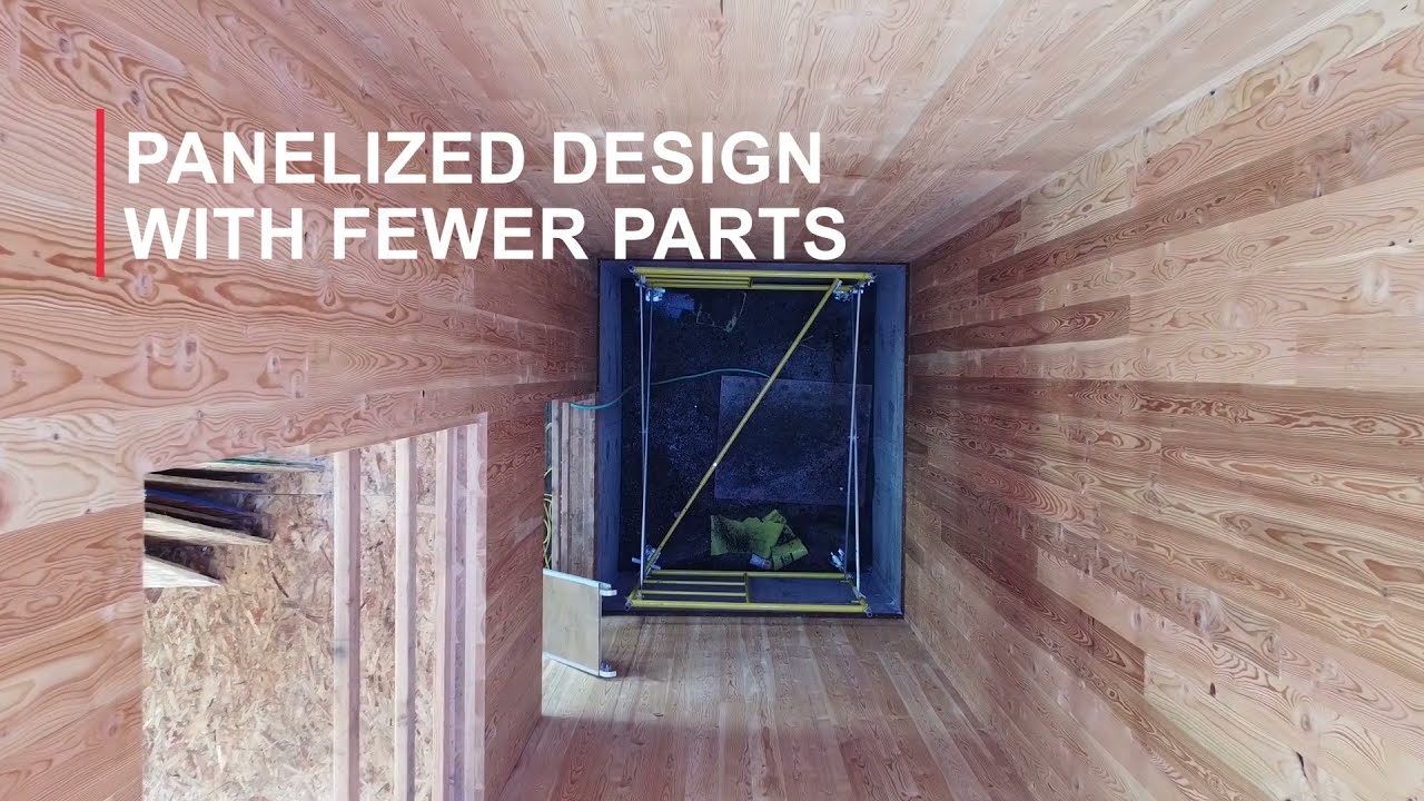 Fly down a Cross-Laminated Timber (CLT) Elevator Shaft