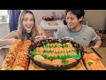 HUGE Salmon Sushi and Sashimi Platter MUKBANG! | Couple Eating Challenge Show