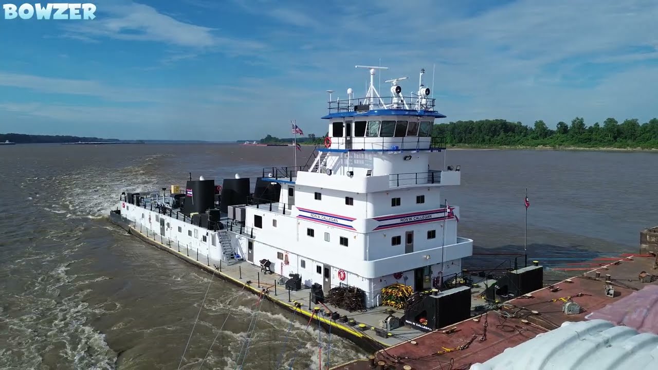 The Triple Screw Towboat Ron W. Callegan Northbound Mississippi River