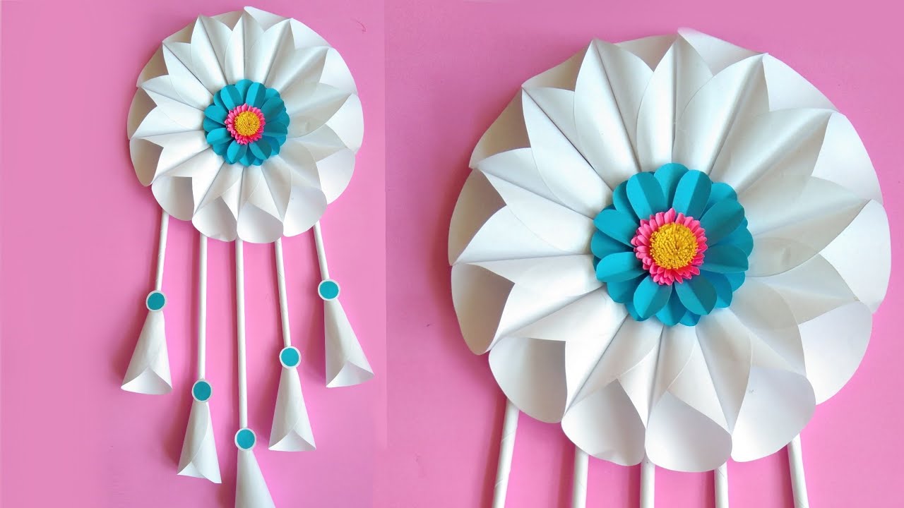 Paper Flower Wall Hanging - Easy Wall Decoration Ideas - Paper Craft ...