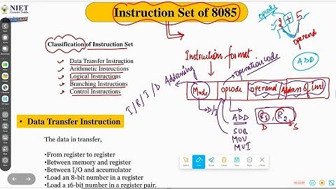 Instruction set of 8085,MOV,MVI,one byte instruction, two and three byte,data transfer #exam