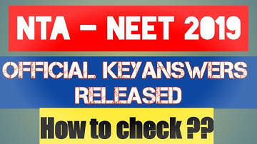 NEET official key answers released 2019|NTA 2019|How to check keyanswers?