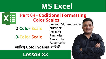 Part 4:Conditional Formatting Color Scales in MS Excel in Hindi