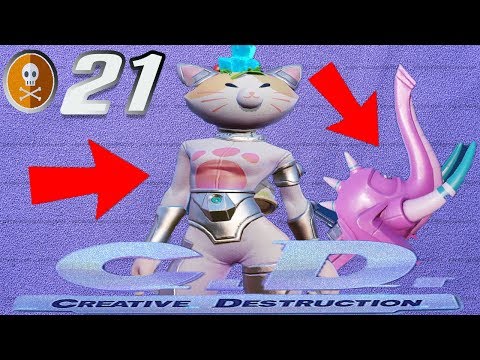 **NEW GIRL CAT SKIN GAME PLAY** 21 KILL SOLO! (Creative Destruction)