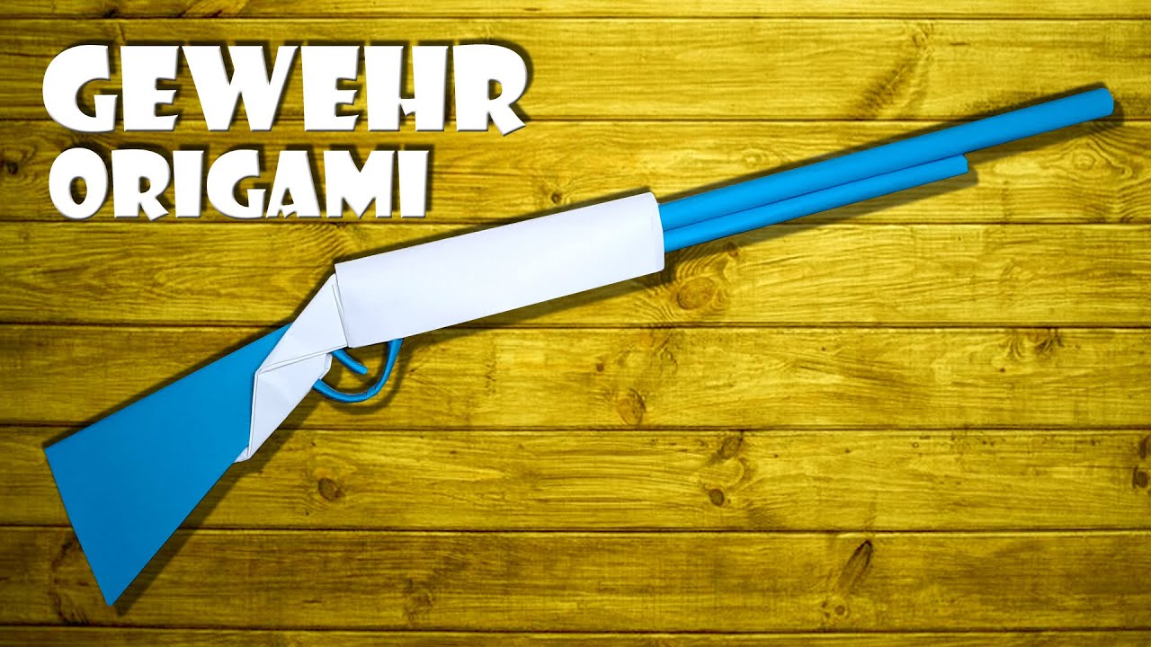 Gewehr Origami Spielzeug Pistole basteln aus Papier paper gun origami