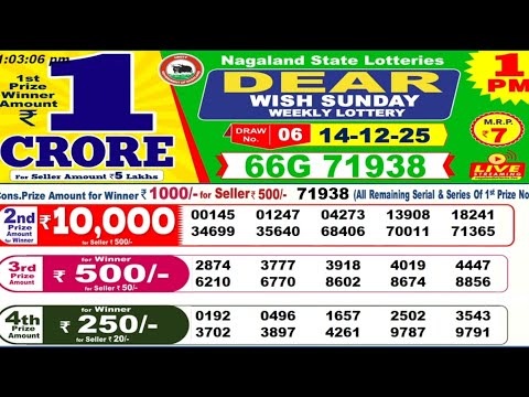 Nagaland Lottery Result Today 1pm 14 12 2025 Morning Nagaland Night