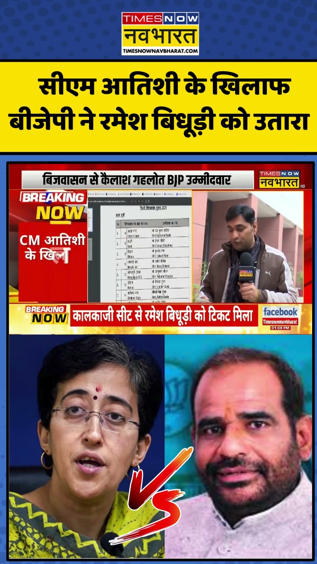 Delhi Elections: CM Atishi के खिलाफ BJP ने रमेश बिधूड़ी को उतारा | #shorts