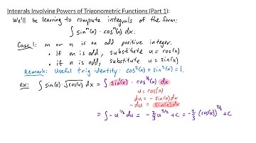 Calculus II - Integrals Involving Powers of Trigonometric Functions (Part 1)