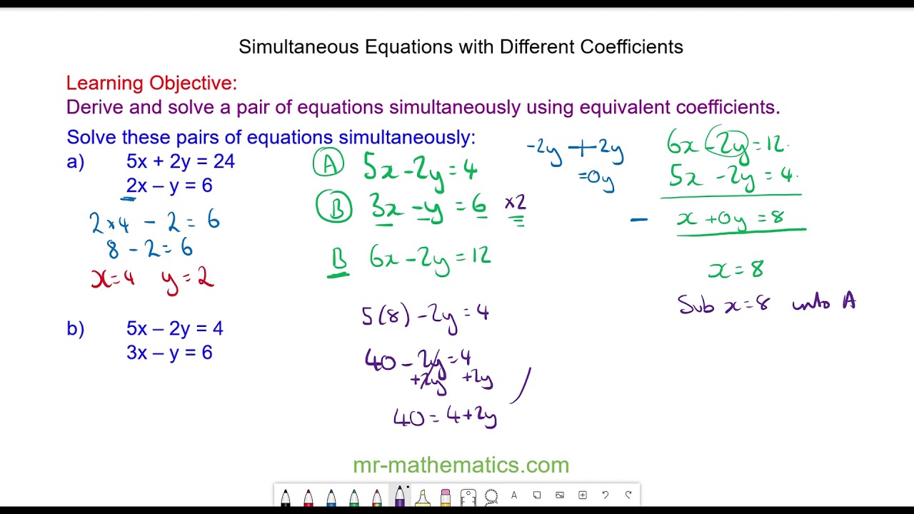 solving problems using simultaneous equations