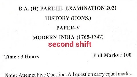 Ba Part 3rd History Honours | Paper 5 2022 || Second Shift Purnia University Purnia