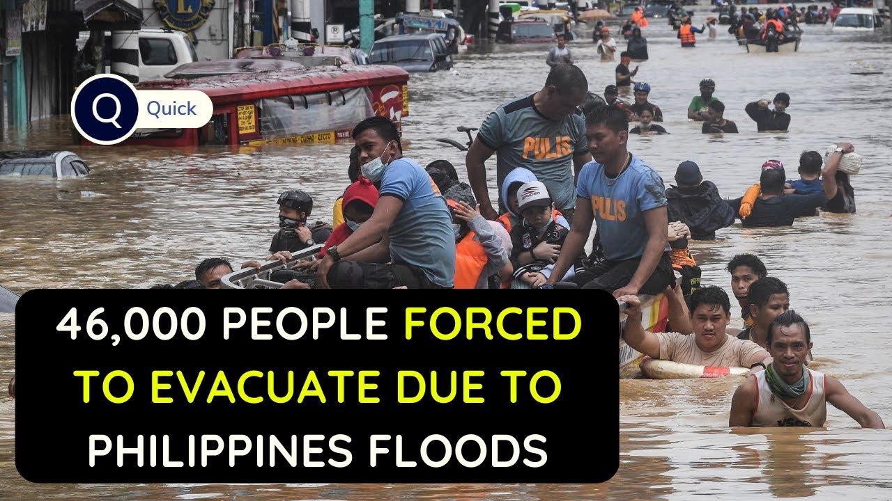 Philippines floods force tens of thousands to flee homes - YouTube