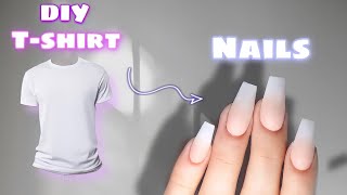 DIY FABRIC FAKE NAILS | HOW TO MAKE FAKE NAILS OUT OF A T-SHIRT easy/fast 2021