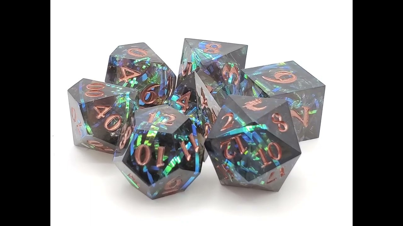 Sharp Edged - Citrine Blast Old School 7 Piece DnD RPG Dice Set