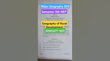 Major 3rd Geography 503 Semester 4th NEP university of jammu previous year question paper