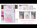 4 Peonies Celebration Cards +Bonus Card/Spellbinders/Yana Smakula dies/Simon Hurley embossing folder