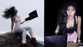 PLAYING OUTLAST ON A MOUNTAIN AT NIGHT *camping in the woods *