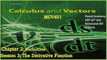 Calculus & Vectors Chapter 2-Session 3 The Derivative Function MCV4U1 MCV4U Nelson Pascal Academy