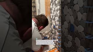 Perfect Pebble Tile Installation! #tiling #construction #bathroomdesign