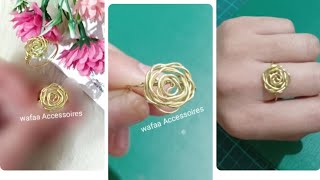 طريقة عمل خاتم على شكل وردة  بالسلك️ diy wire flower ring