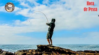 Picada espectacular en las rocas. || Good bites when spinning.